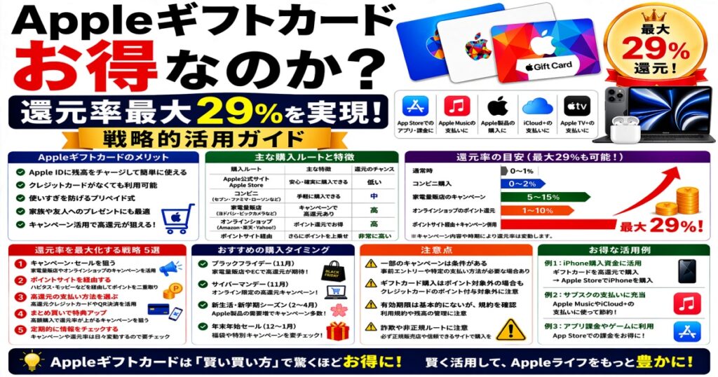 Appleギフトカードお得なのか？還元率最大29%を実現！戦略的活用ガイド