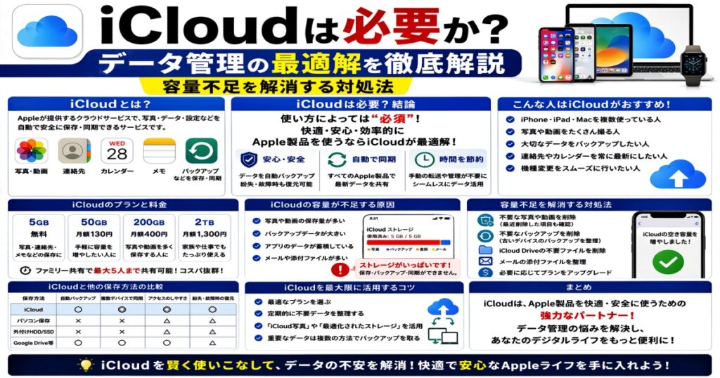 iCloudは必要か？データ管理の最適解を徹底解説 容量不足を解消する対処法
