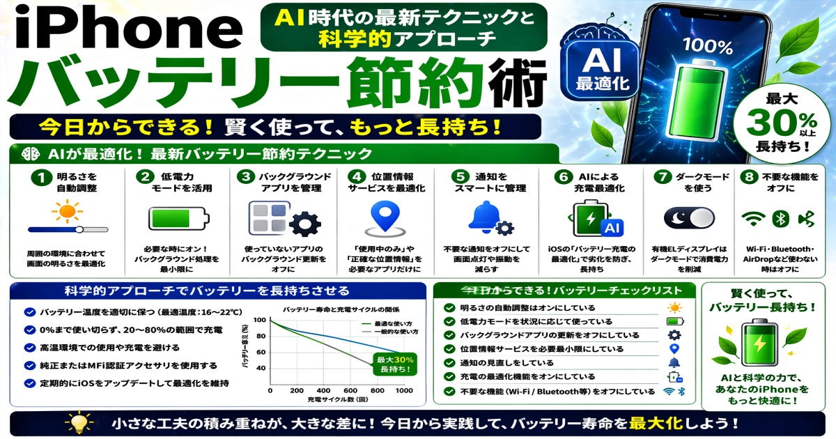 iPhoneバッテリー節約術｜AI時代の最新テクニックと科学的アプローチ