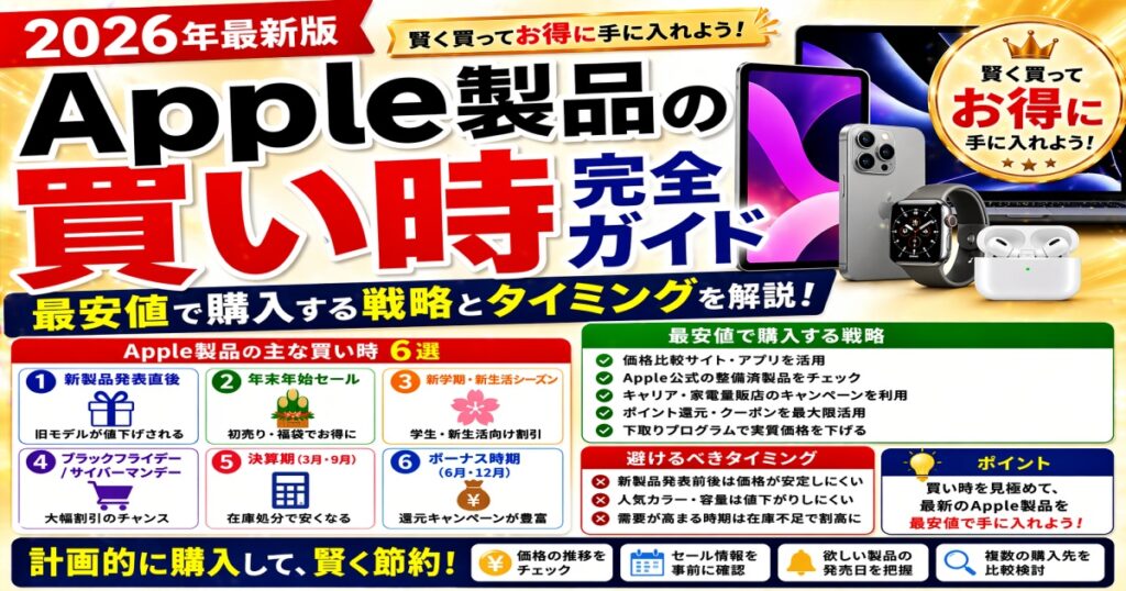 【Apple製品の買い時完全ガイド】最安値で購入する戦略とタイミングを解説